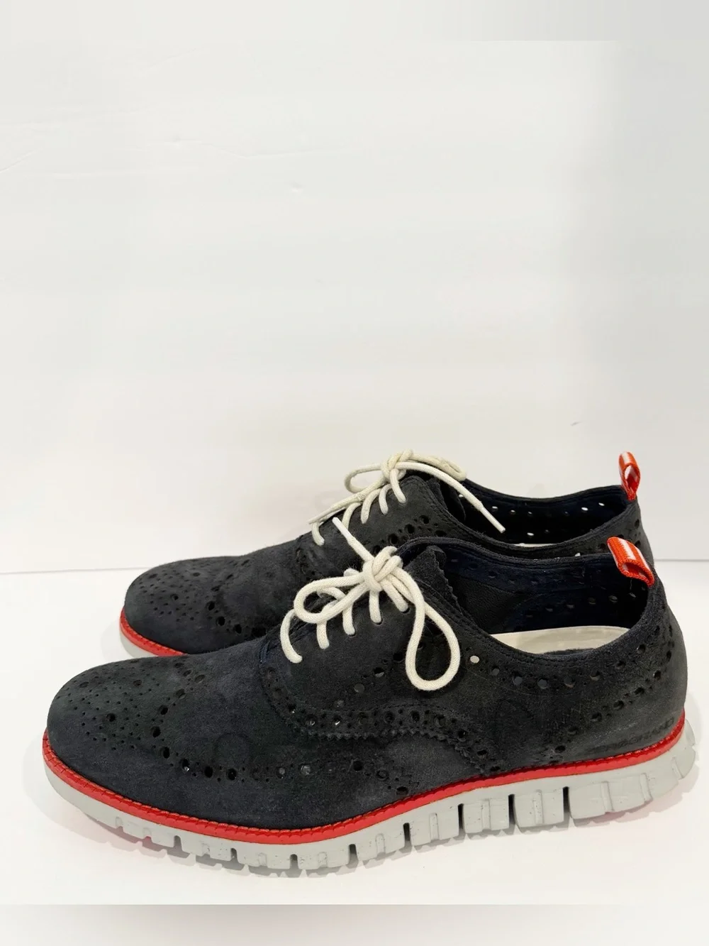 Cole Haan ZeroGrand Wing Oxford Blazer Blue Suede Shoes Men's 8M
